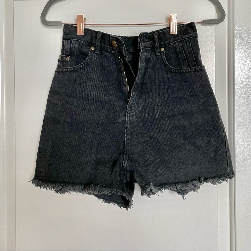 Afends High Waist Denim Shorts in Black Size 26